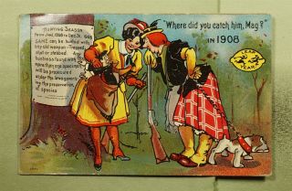 Dr Who 1908 Lebanon Pa Flag Leap Year Man Hunting Season Postcard E25571