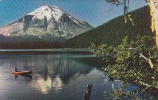 Mt St Helens & Spirit Lake Before Eruption Washington Postcard 1960 