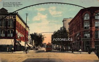Huntington West Virginia Early Post Card With Street Car,  Trolley - Posted 1911