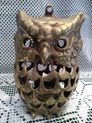 Brass Owl Candle Holder