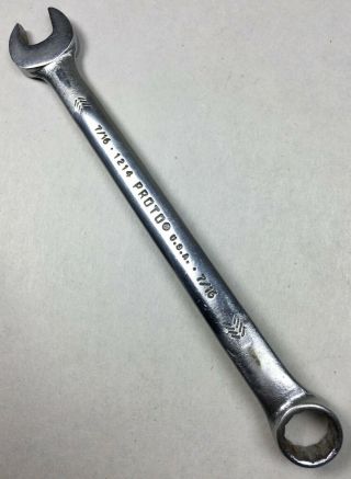 Vintage Proto Professional Tools 1214 7/16 " Combination Wrench Usa Proto 12 Pt.