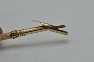Rare Vintage Solid Gold Unmarked Bramah Style Clip Mechanism Dip Fountain Pen 10