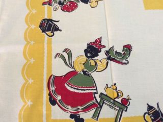 Vintage tablecloth Black Americana circa 1940’s primary colors 2