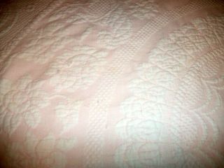 Vintage Pale Pink Bates Queen Elizabeth Dual King Size Matelasse Bedspread 2