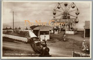 Bellevue,  Belfast Ireland - Miniature Train - Ferris Wheel - Rppc Postcard