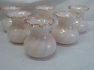 Vintage Art Glass Pink Swirl Cased Glass Lamp Shades Set Of 6