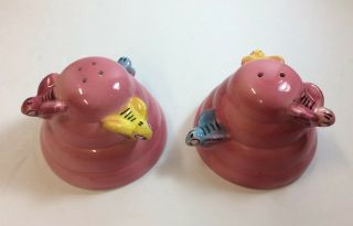 Vintage Pink M - G Inc Salt And Pepper Shakers - Japan - Bee Hive With Bees