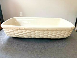 Longaberger Pottery Woven Traditions Ivory 12.  5 X 6.  5 X 3 Snack Serving Dish