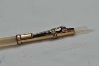 Rare Vintage Gold & Pearl G Riddle London Dip Fountain Pen - Strange Mechanism 4