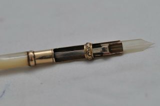 Rare Vintage Gold & Pearl G Riddle London Dip Fountain Pen - Strange Mechanism 5