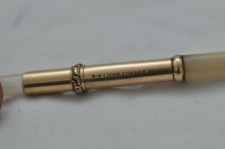Rare Vintage Gold & Pearl G Riddle London Dip Fountain Pen - Strange Mechanism 7
