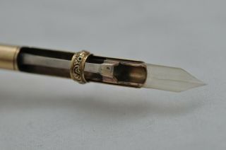 Rare Vintage Gold & Pearl G Riddle London Dip Fountain Pen - Strange Mechanism 8