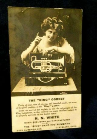 Advertising For The King Cornet,  Musical Instrument,  White,  Cleveland,  Ohio,  Real Pho