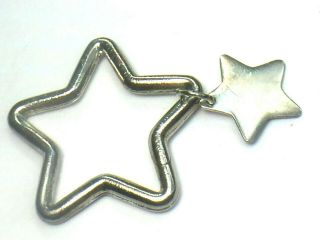 Authentic Rare Tiffany & Co Sterling Silver Double Stars Star Key Ring & Charm