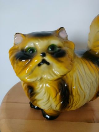Vintage Chalkware Bank Statue,  Yellow&Black Chubby Persian Cat,  Carnival Prize 2