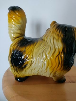 Vintage Chalkware Bank Statue,  Yellow&Black Chubby Persian Cat,  Carnival Prize 5