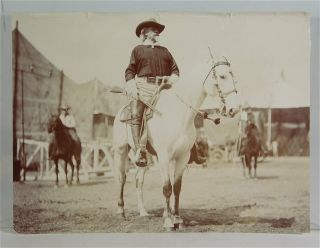 1910s Buffalo Bills Wild West Photo Of Bill Cody On Horseback In The Show Arena