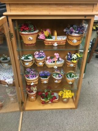 Longaberger Collectors Club Cabinet & May Miniature Baskets Retailed Over $2000
