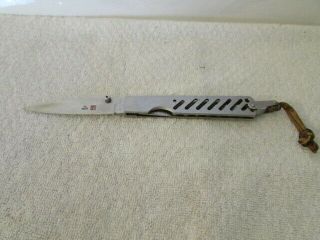 Vintage Al Mar Stainless Steel Skeletonized Folding Knife Seki Japan