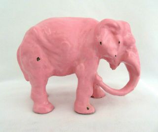 Vintage Solid Cast Iron Metal Pink Elephant Doorstop Figurine
