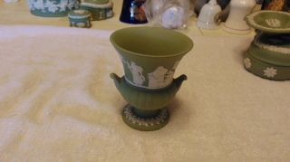 Wedgwood Green Jasperware Dish Small Vase