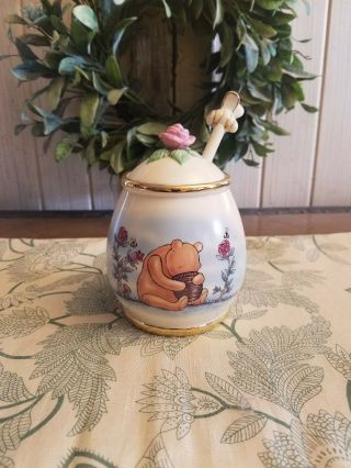 Lenox Disney Classic Winnie The Pooh Bear Honey Pot With Lid & Bee Topped Dipper