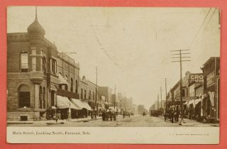 Dr Who 1908 Town Street Scene View Looking North Fremont Nebraska Ne 51686