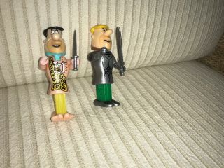 Fred Flintstone Pez And Barney Rubble Pez - With Cave Man Clothes