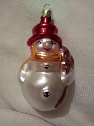 Rare 92 - 067 - 0 Christopher Radko Littlest Snowman Glass Christmas Ornament 4 "