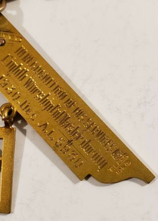 Vintage 1930 Masonic Ribbon Medal Pin 10k Gold 24 grams St,  Andrew ' s Lodge DEAL 4