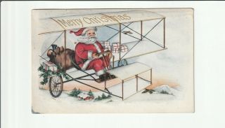 1917 Whitney Santa In Plane Postcard To Willett,  Ny