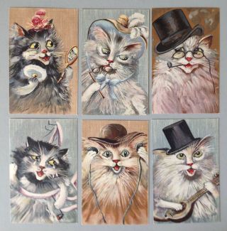 Vintage Maurice Boulanger Cat Postcards - Set Of 6 - H.  M.  &co.  Series 160 - Fabulous
