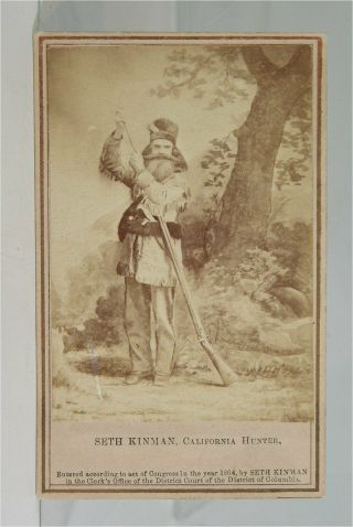 1864 Abraham Lincoln Friend Seth Kinman Cdv Photo California Mountain Man Hunter