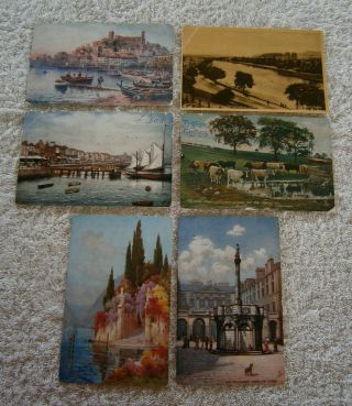 Six Tuck Postcards - Cannes,  Scotland,  Italy,  Uk - Early Century