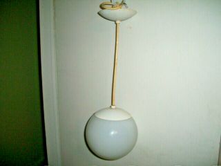 Vintage Mid Century Modern Swag Hanging White Glass Globe Lamp 8 Inch Diameter