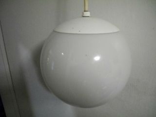 Vintage Mid Century Modern Swag Hanging White Glass Globe Lamp 8 inch diameter 4