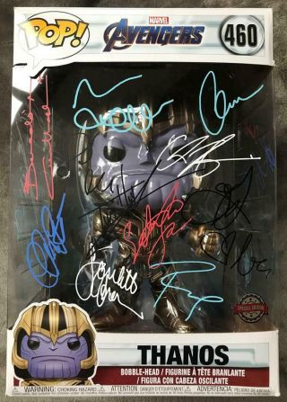 Full Cast Signed (x27) 10 - Inch Funko Pop (thanos,  Avengers Endgame) 460
