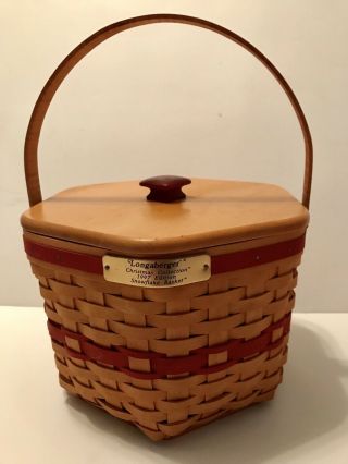 Longaberger 1997 Christmas Edition Snowflake Basket With Wood Lid