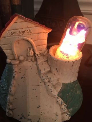 Vintage Aerolux Scottie Dog Light Bulb 1937 - 38 & Cast Iron Dog House Lamp