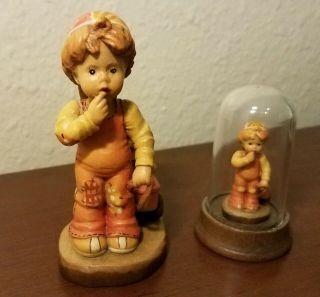 Anri 4” Wood Hand Carved Figurine Finding Our Way With Miniature 729/4000 Italy