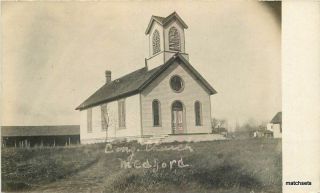 1908 Medford Minnesota Congregational Church Rppc Real Photo Postcard 8033