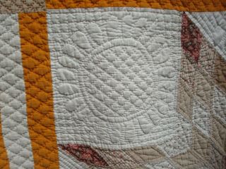 Vintage hand made Mariners Compass quilt beautifully quilted by hand 7
