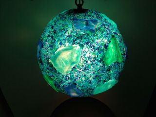 Vtg Lucite Globe Swag Lamp Chunky Blue Green Light 12 " Mcm Funky 60 