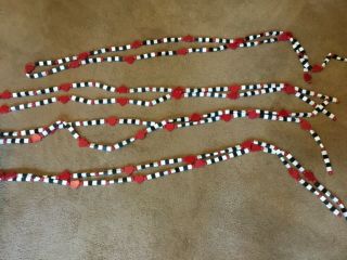 4 8ft Strands Of Mary Engelbreit Wooden Beaded Garland Black White Red Hearts
