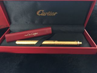 Cartier Vendome Oval 18k Gold Plated Ball Point Pen With Refills - Exc.  Cond.