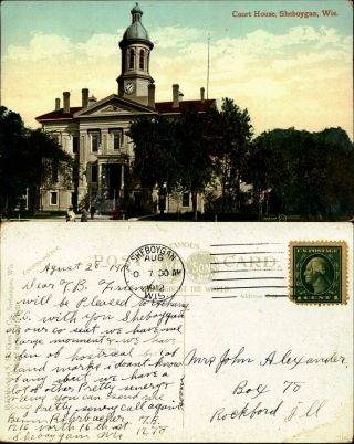 Court House Sheboygan Wisconsin Mailed 1912