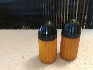 Vintage Salt And Pepper Shakers Bakelite Bullet Shaped Made In Japan 1950s