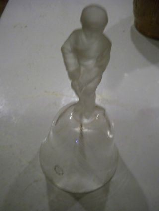 Hockey Player On Top Of Clear Glass Bell Collectible Made In France