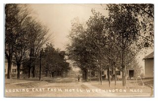 Rppc Looking East From Hotel,  Worthington,  Ma Real Photo Postcard 5r4