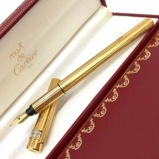 100 Authentic Cartier Fountain Pen Gold Tone / Egah
